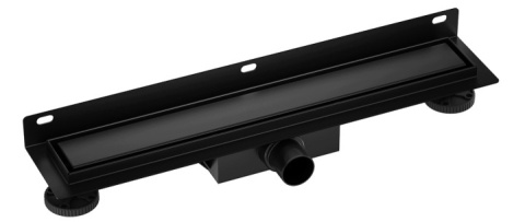BALNEO WALL AND FLOOR BLACK 80 - ODPŁYW LINIOWY PRZYŚCIENNY 80 CM GŁĘBOKI OSADNIK DWUSTRONNY CZARNY MAT
