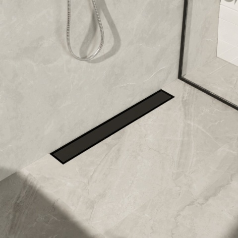 BALNEO WALL AND FLOOR BLACK 80 - ODPŁYW LINIOWY PRZYŚCIENNY 80 CM GŁĘBOKI OSADNIK DWUSTRONNY CZARNY MAT