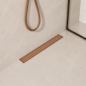 BALNEO WALL AND FLOOR COPPER 90 - ODPŁYW LINIOWY PRZYŚCIENNY 90 CM GŁĘBOKI OSADNIK DWUSTRONNY MIEDŹ SZCZOTKOWANA