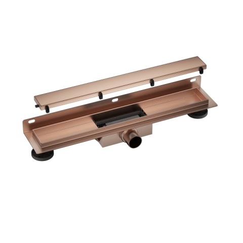 BALNEO WALL AND FLOOR COPPER 60 - ODPŁYW LINIOWY PRZYŚCIENNY 60 CM GŁĘBOKI OSADNIK DWUSTRONNY MIEDŹ SZCZOTKOWANA