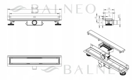 BALNEO WALL AND FLOOR GOLD 90 - ODPŁYW LINIOWY PRZYŚCIENNY 90 CM GŁĘBOKI OSADNIK DWUSTRONNY ZŁOTY SZCZOTKOWANY