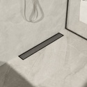 BALNEO WALL AND FLOOR GUN METAL 90 - ODPŁYW LINIOWY PRZYŚCIENNY 90 CM GŁĘBOKI OSADNIK DWUSTRONNY GRAFIT SZCZOTKOWANY