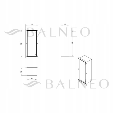 BALNEO WALL-BOX BRUSH S LEWY - SZAFKA PODTYNKOWA NA SZCZOTKĘ WC I PAPIER LEWA DO ZABUDOWY