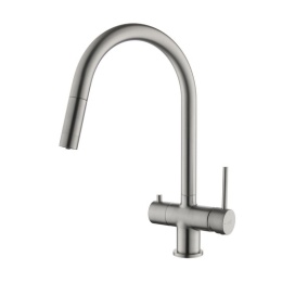 BLUE WATER CYRUS 4-DROŻNA STAL - BATERIA ZLEWOZMYWAKOWA Z PODŁĄCZENIEM DO FILTRA Z WYCIĄGANĄ WYLEWKĄ STAL