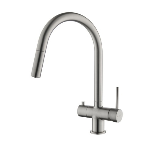 BLUE WATER CYRUS 4-DROŻNA STAL - BATERIA ZLEWOZMYWAKOWA Z PODŁĄCZENIEM DO FILTRA Z WYCIĄGANĄ WYLEWKĄ STAL