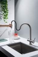 BLUE WATER CYRUS 4-DROŻNA STAL - BATERIA ZLEWOZMYWAKOWA Z PODŁĄCZENIEM DO FILTRA Z WYCIĄGANĄ WYLEWKĄ STAL