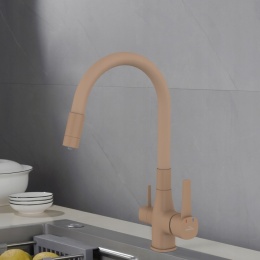 INVENA GLMAOUR BZ-02-F03 - BATERIA KUCHENNA Z PODŁĄCZENIEM FILTRA WODY BEŻOWA ELASTYCZNA WYLEWKA
