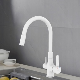 INVENA GLMAOUR BZ-02-F02 - BATERIA KUCHENNA Z PODŁĄCZENIEM FILTRA WODY BIAŁA ELASTYCZNA WYLEWKA