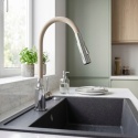 KUCHINOX VELIA B52 462D - BATERIA ZLEWOZMYWAKOWA Z ELASTYCZNĄ WYLEWKĄ BEŻOWA CHROM 2-FUNKCYJNA