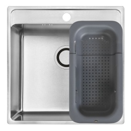 LAVEO BESOS SLB 010Z - ZLEWOZMYWAK STALOWY WPUSZCZANY Z OTWOREM 1-KOMOROWY 49X48 CM INOX