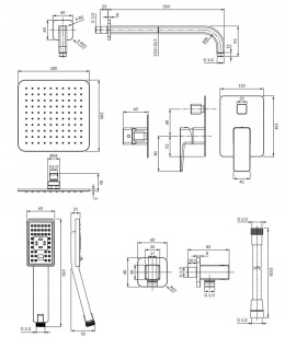 OMNIRES PARMA SYSPM10GR - SYSTEM PRYSZNICOWY PODTYNKOWY Z BATERIĄ GRAFIT