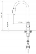 QUADRON CINDY 52140BLM - BATERIA KUCHENNA TRÓJDROŻNA Z WYCIĄGANĄ WYLEWKĄ CZARNA DO FILTRA WODY