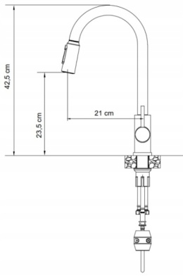 QUADRON CINDY 52140BLM - BATERIA KUCHENNA TRÓJDROŻNA Z WYCIĄGANĄ WYLEWKĄ CZARNA DO FILTRA WODY