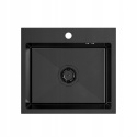 QUADRON LUKE 100 ZH5045PVDBLM - ZLEWOZMYWAK 1-KOMOROWY CZARNY WPUSZCZANY 50x45 CM Z SYFONEM