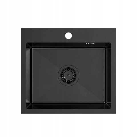 QUADRON LUKE 100 ZH5045PVDBLM - ZLEWOZMYWAK 1-KOMOROWY CZARNY WPUSZCZANY 50x45 CM Z SYFONEM