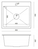 QUADRON LUKE 100 ZH5045BS - ZLEWOZMYWAK 1-KOMOROWY INOX STAL SZCZOTKOWANA WPUSZCZANY 50x45 CM Z SYFONEM