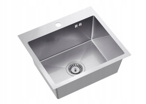 QUADRON LUKE 100 ZH5045BS - ZLEWOZMYWAK 1-KOMOROWY INOX STAL SZCZOTKOWANA WPUSZCZANY 50x45 CM Z SYFONEM
