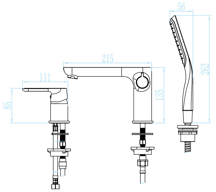 BATERIA WANNOWA 3-OTWOROWA BIAŁA KUCHINOX DIMA BQD 613D BATERIA WANNOWA 3-OTWOROWA BIAŁA KUCHINOX DIMA BQD 613D